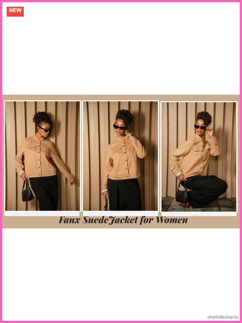 Faux Suede Cropped Jacket Snap Button Pockets Fall Shacket - Picture 6 of 6